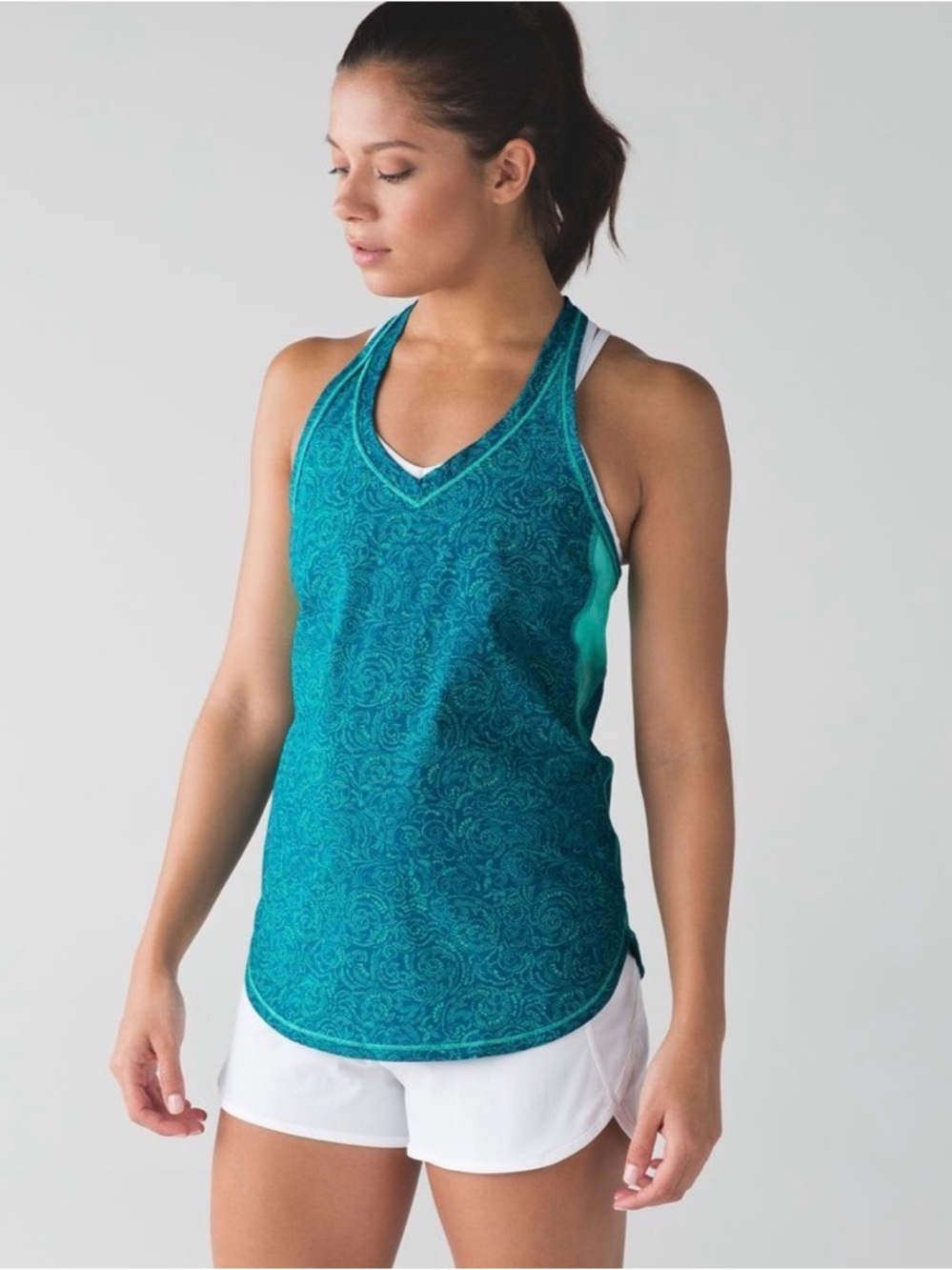 Lululemon Fast Lane Singlet Foli Manifesto Bali Breeze Tofino Teal Size 8